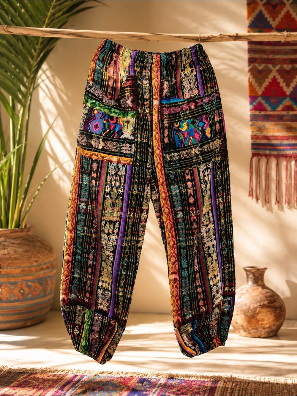 NWOT Colorful Guatemalan Boho Patchwork Harem Pants